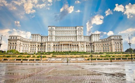 17826138 - parliament of romania, the second largest building in the world, built by dictator ceausescu in bucharest romania