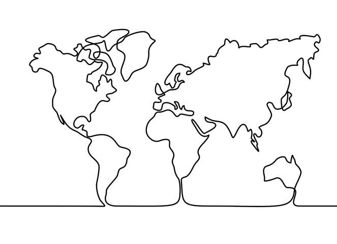 map drawn of planet earth
